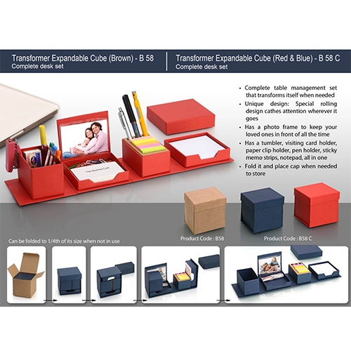 Transformer expandable cube complete desk set