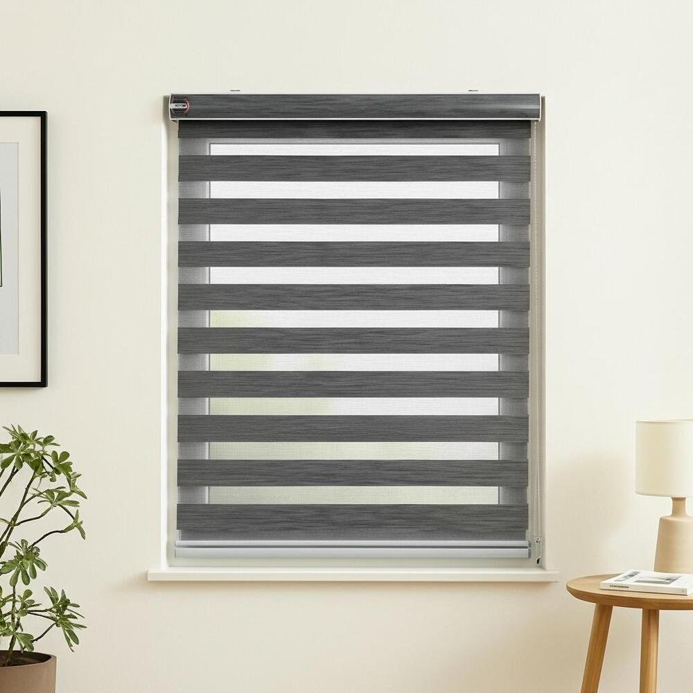 Zebra Roller Blind - Polyester Material, Vertical Pattern, Brown Color | Anti-uv Protection, Adjustable Light Control, Easy Installation