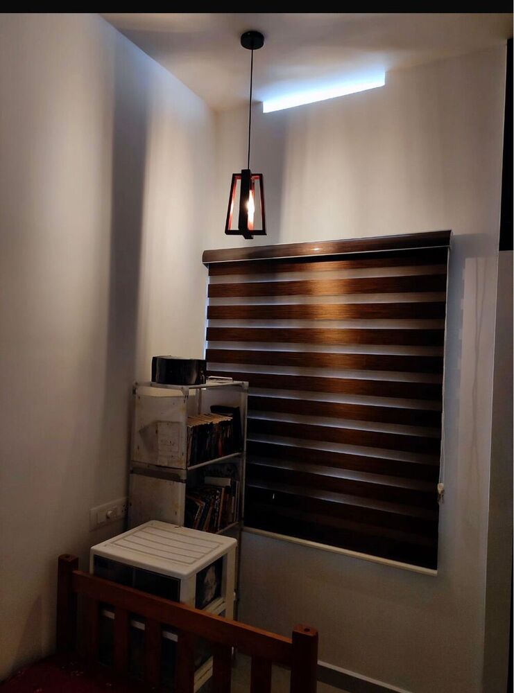 Zebra Roller Blind - Polyester Material, Vertical Pattern, Brown Color | Anti-uv Protection, Adjustable Light Control, Easy Installation