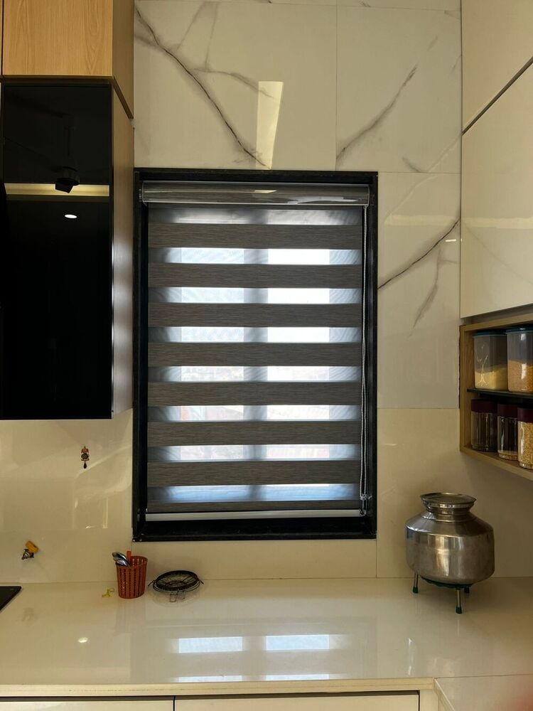 Zebra Roller Blind - Polyester Material, Vertical Pattern, Brown Color | Anti-uv Protection, Adjustable Light Control, Easy Installation