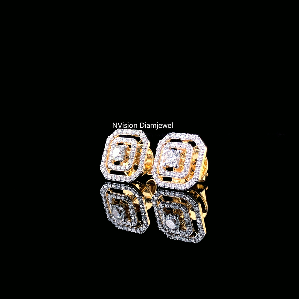 Elite Quad Aura Natural Diamonds Dual Halo Stud Earrings