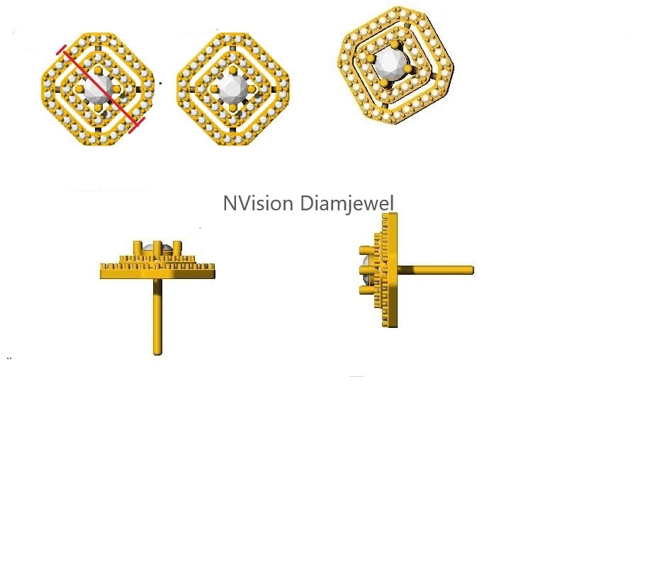 Elite Quad Aura Natural Diamonds Dual Halo Stud Earrings