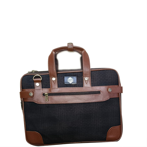Canvas And Pu Leather Office Bag - Color: Black / Brown / Tan / Grey / Navy
