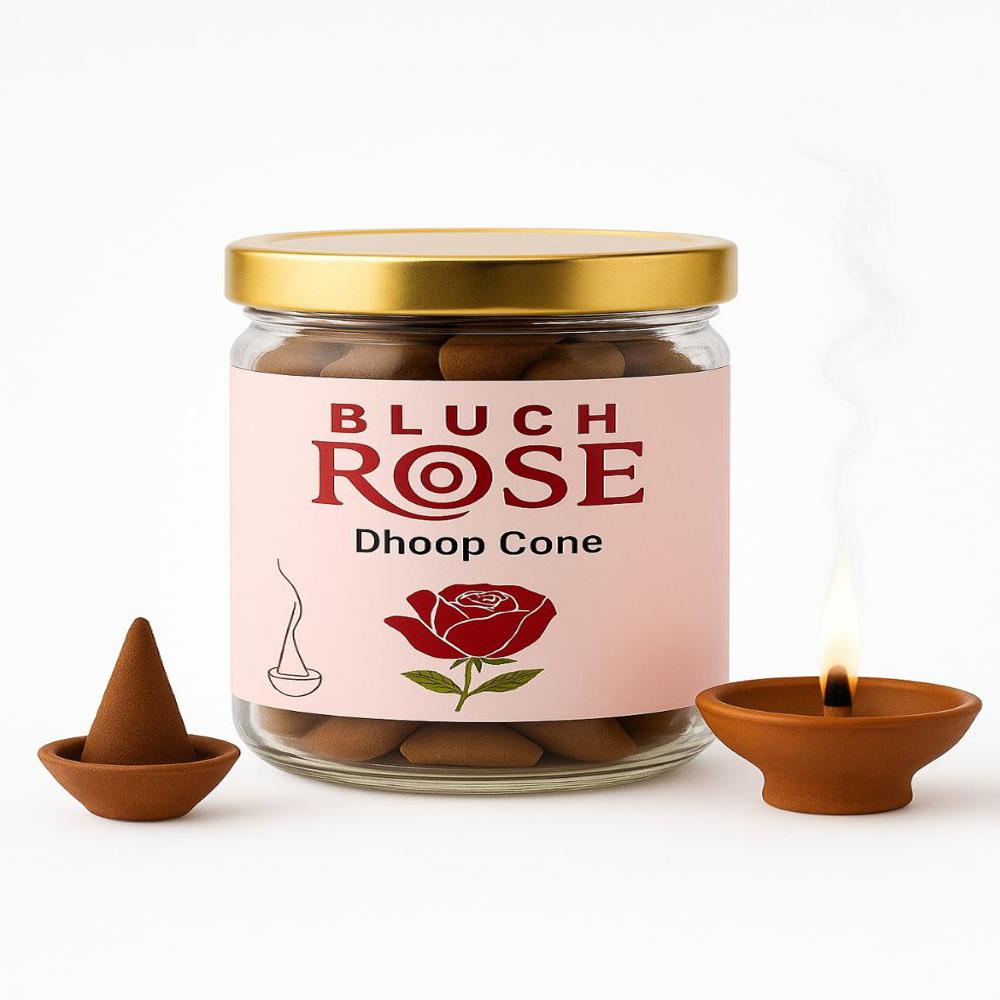 Rinkal Bluch Rose Dhoop Cone 100gm Jar Packing | Long Lasting Floral Aroma