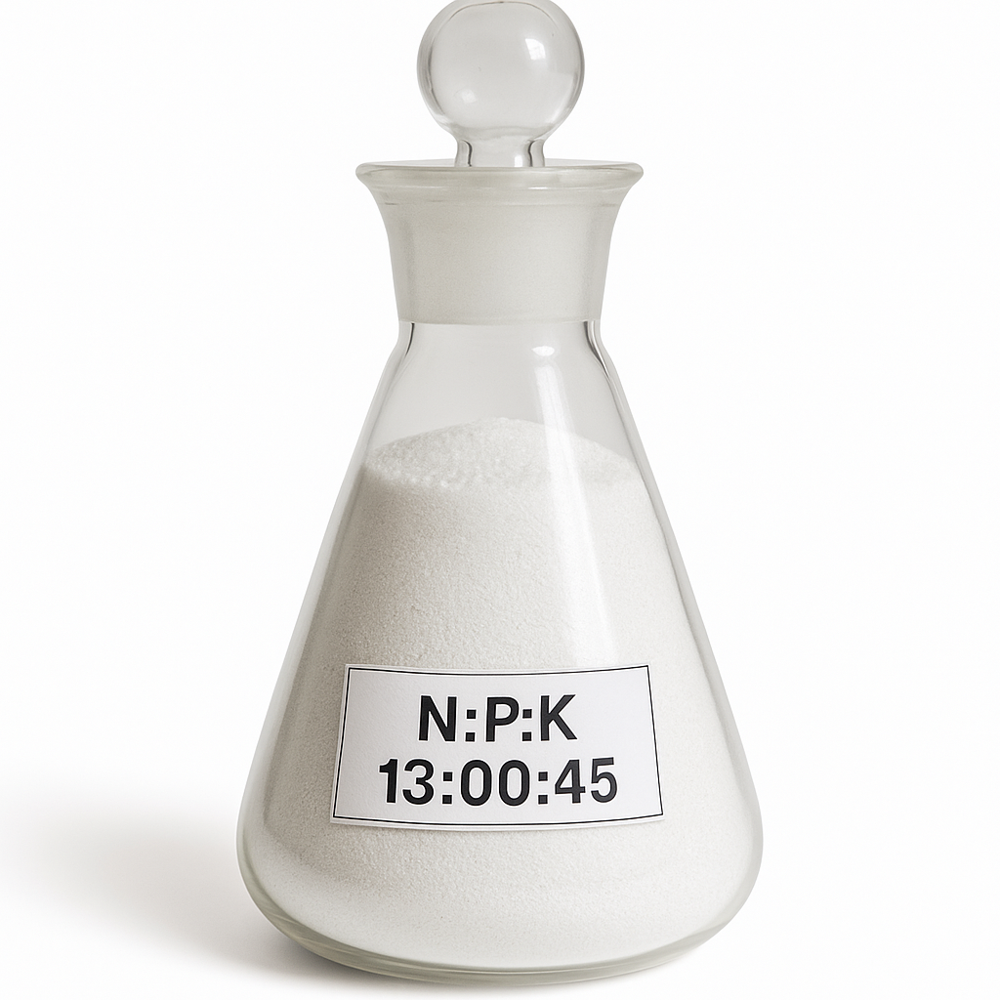 Npk - 13:00:45 Fertilizer - Crystalline White Powder, 13% Nitrogen, 45% Potassium | Water Soluble, Quick Release, Fertigation And Foliar Spray
