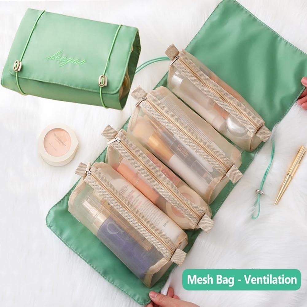 4-in-1 Hanging Roll Up Makeup Pouch Kit - Color: All Color