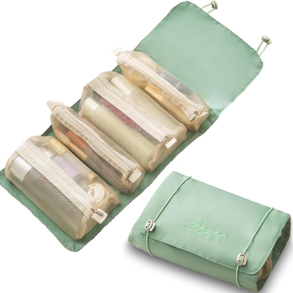 4-in-1 Hanging Roll Up Makeup Pouch Kit - Color: All Color
