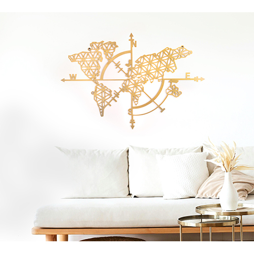 M 37 World Map - Golden - Features: Good Quality