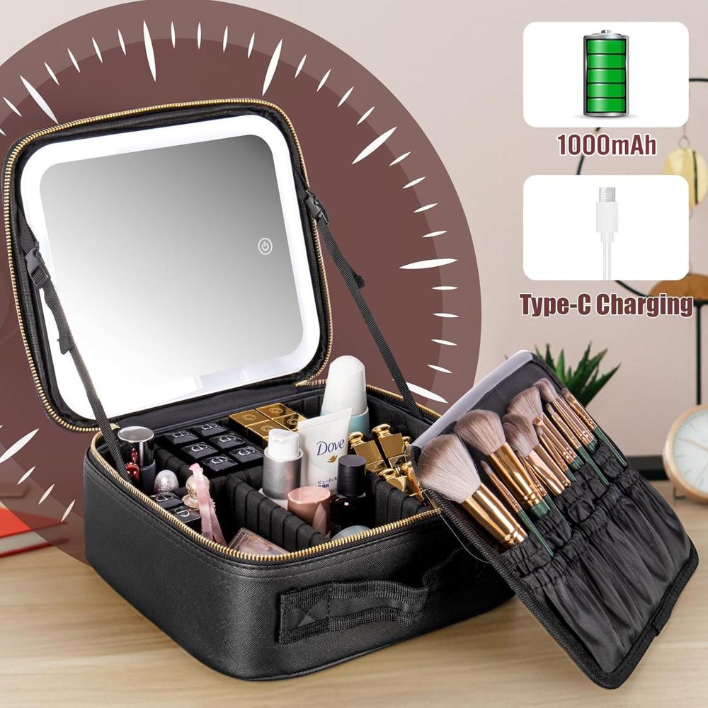 Makeup Bag with LED Mirror