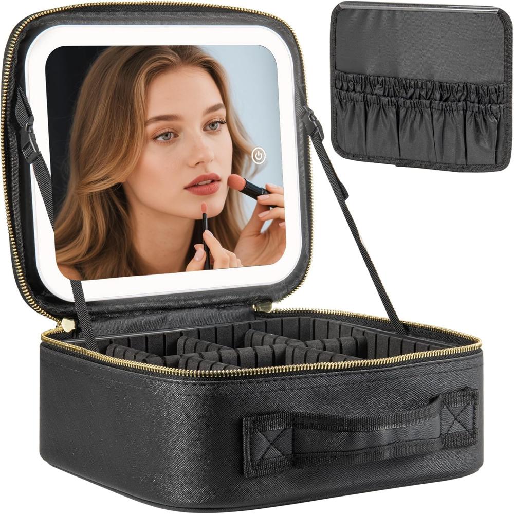 Makeup Bag With Led Mirror - Color: Black