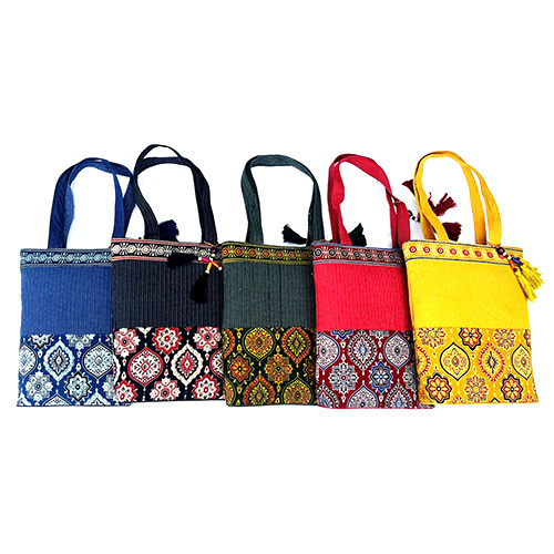 Ajrakh Kantha Print Bag - Color: Multicolor