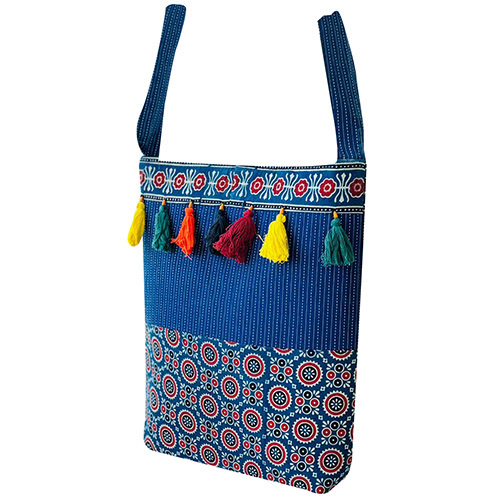 Cotton Block Print Long Belt Bag - Color: Multicolor