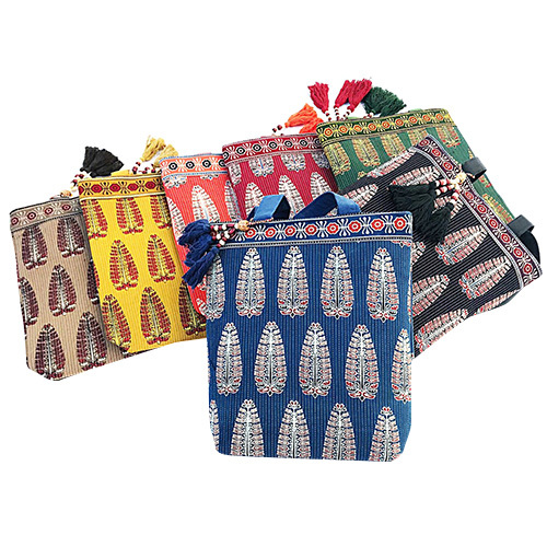 Kantha Work Block Print Bag - Color: Multicolor