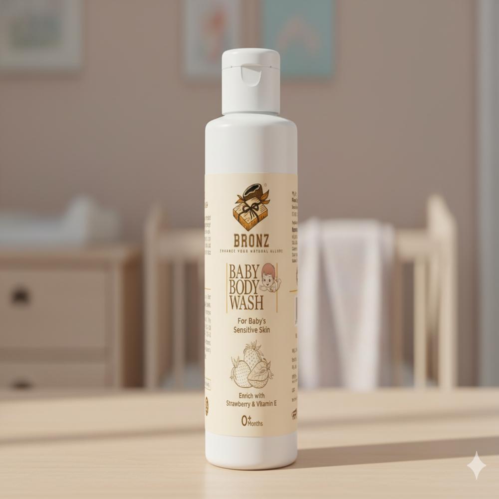 Bronz Baby Body Wash Enrich With Strawberry & Vitamin E For Baby'S Delicate Skin 0+ Months 100Ml - Color: White