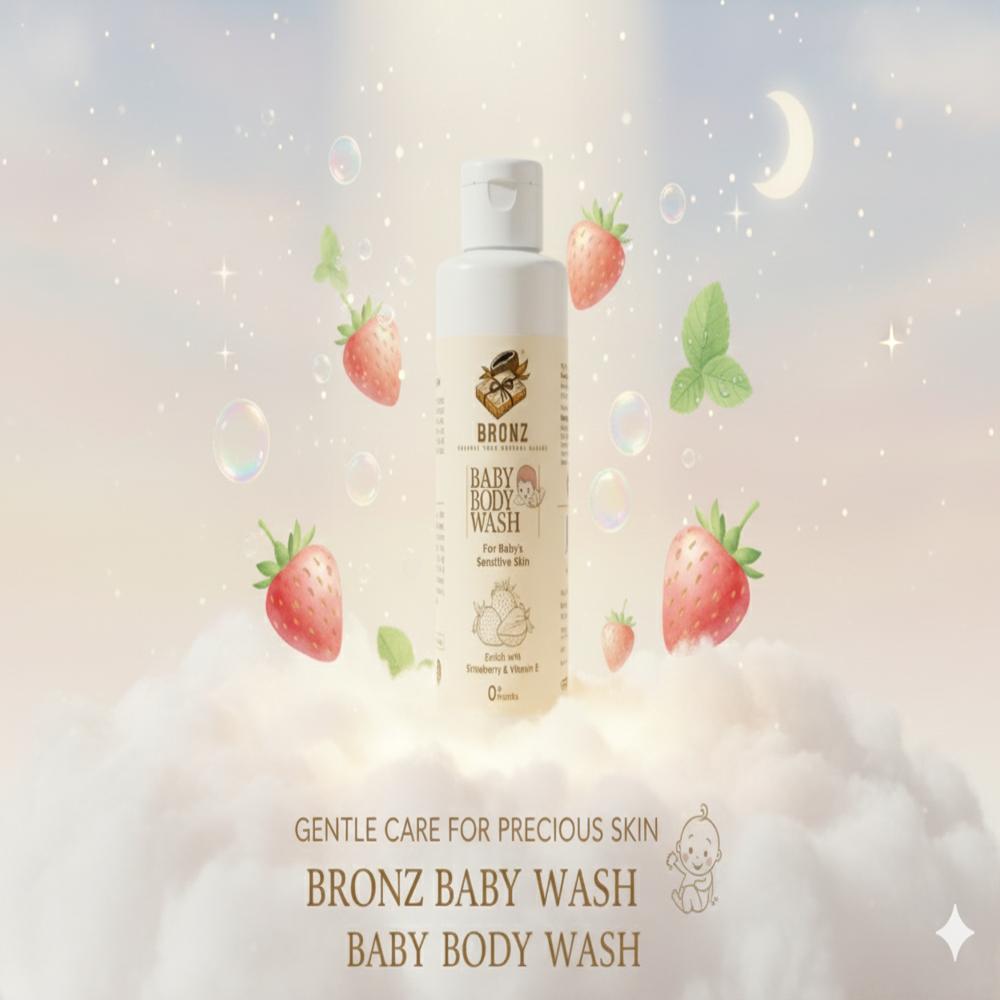 Bronz Baby Body Wash Enrich With Strawberry & Vitamin E For Baby's Delicate Skin 0+ Months 100ml