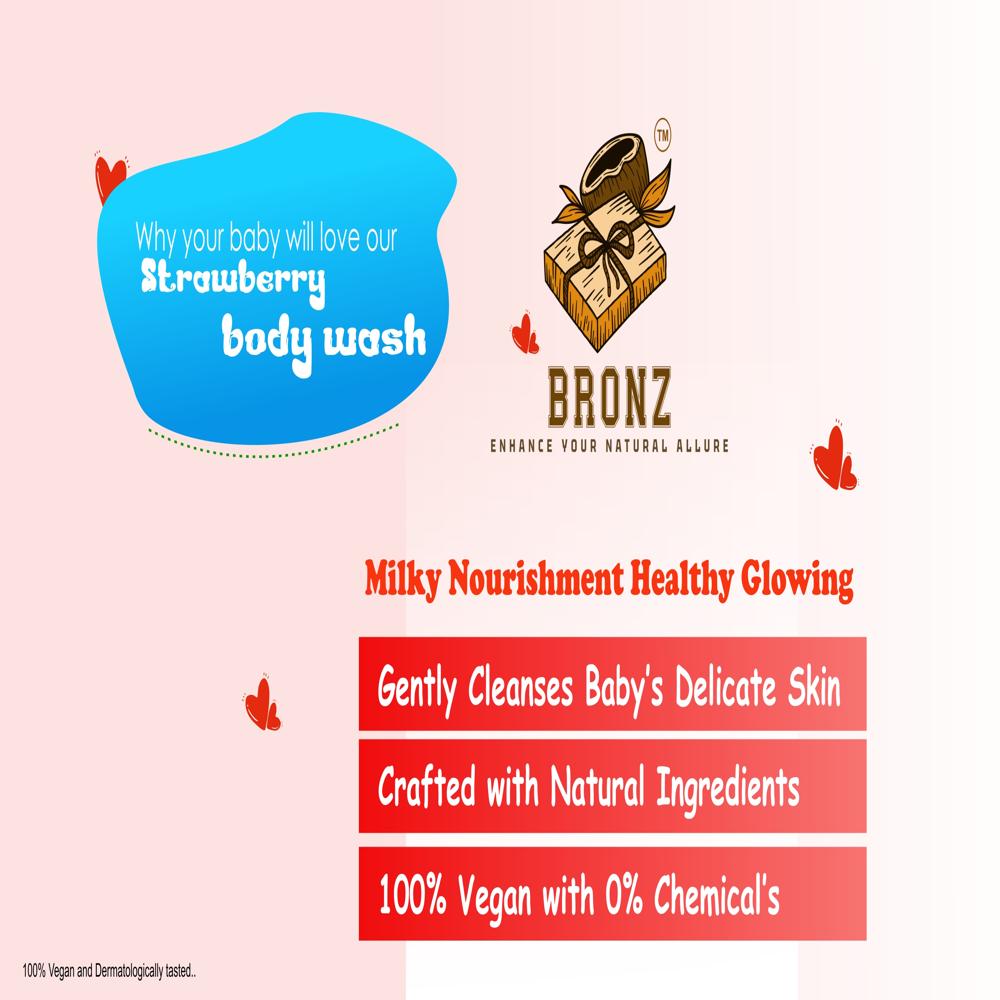 Bronz Baby Body Wash Enrich With Strawberry & Vitamin E For Baby's Delicate Skin 0+ Months 100ml