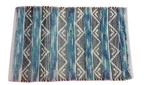 Stripe Cotton Door Mat - Color: Blue
