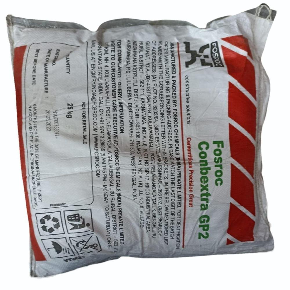 Conbextra Gp2 - Powder, 25 Kg Bag | Density: Approximately 2320 Kg/m3, Compressive Strength: 26 N/mm2, Color: White