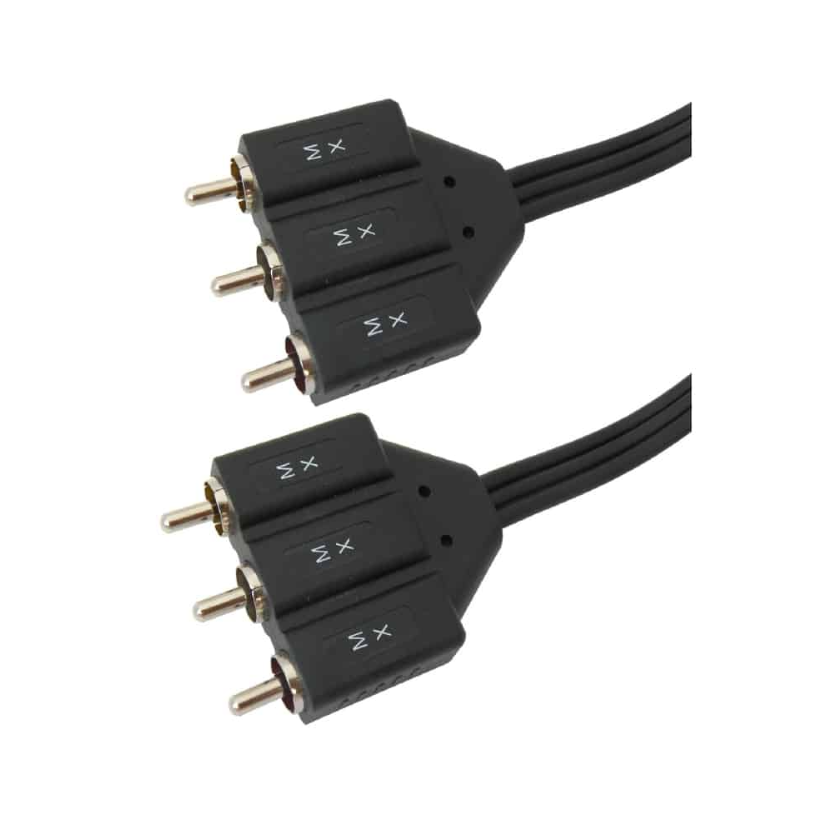 Mx Rca Male To 3 Rca Male Cord Dual Moulded ( R-W-Y) Composite Cable  3 Mtr. - Color: Black