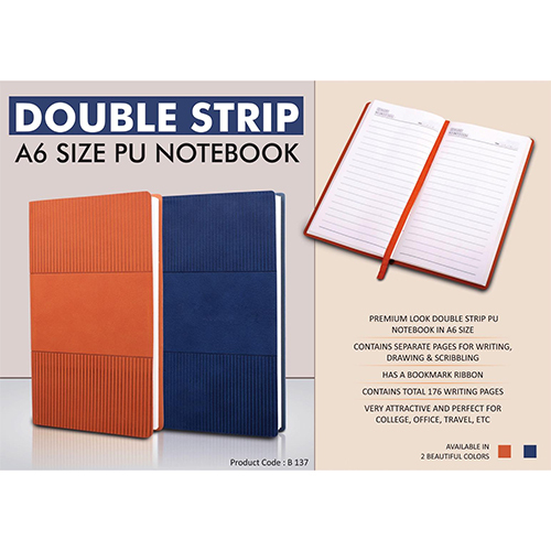 Double strip A6 size PU notebook