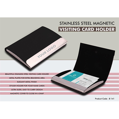Stainless Steel Magnetic Visiting Card holder- Black