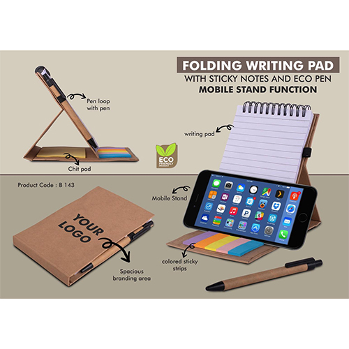 Folding writing pad with Sticky notes and Eco pen
