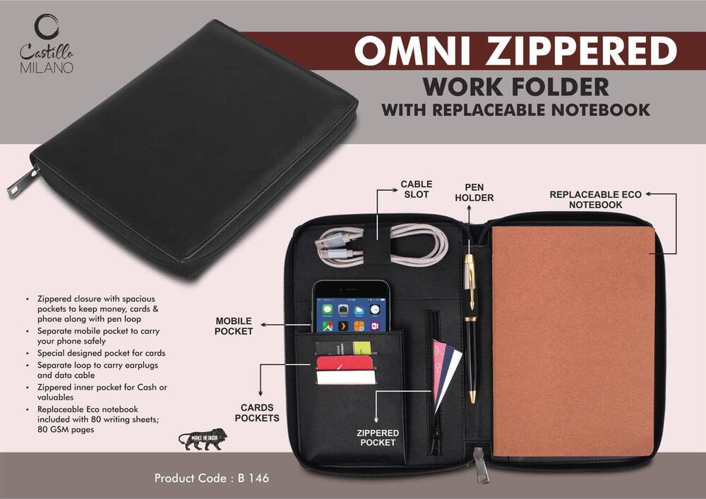 Omni Zippered Work folder with Notebook