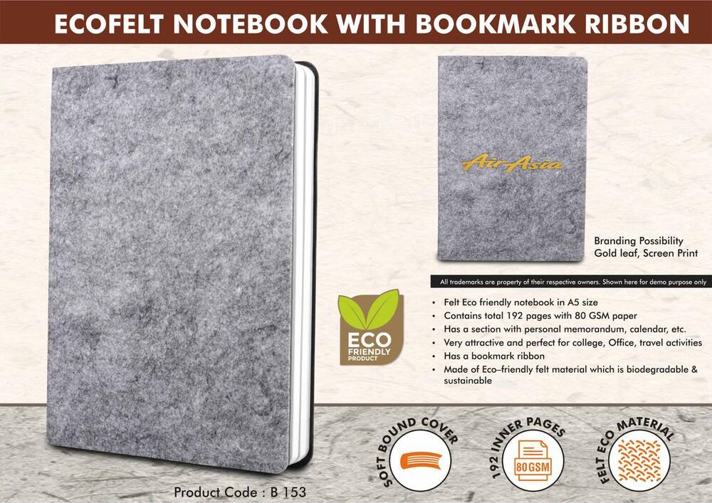 EcoFelt Notebook with bookmark ribbon