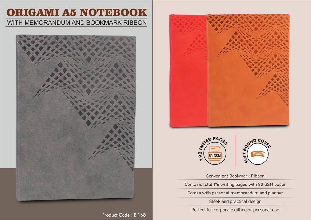 Origami A5 Notebook with Memorandum and Bookmark Ribbon