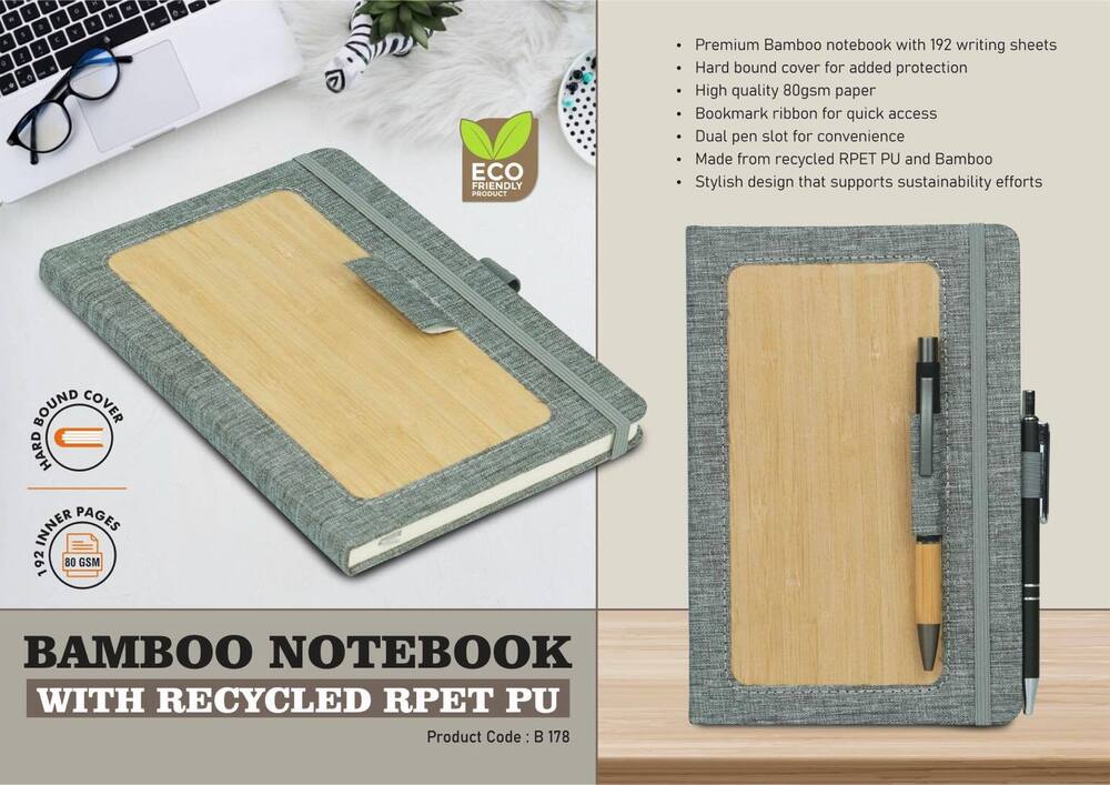 Bamboo notebook with recycled RPET PU