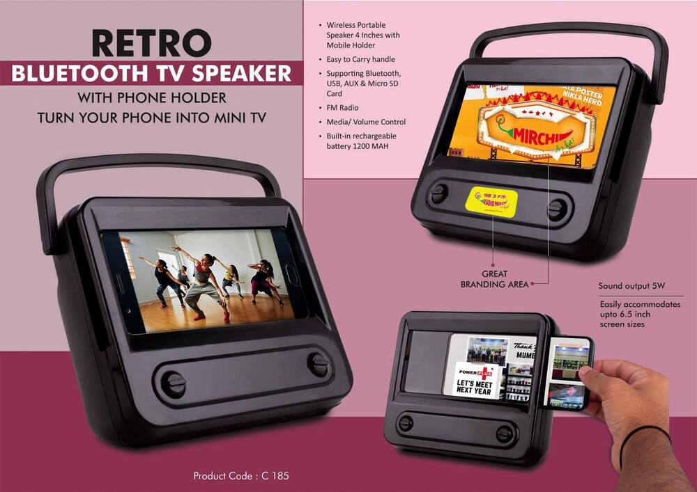 Retro Bluetooth TV Speaker with Phone holder