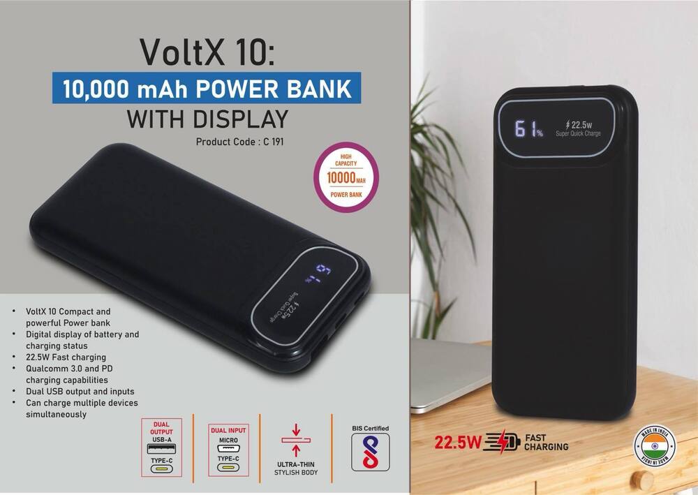 VoltX 10 10,000 mAh Power bank with Display