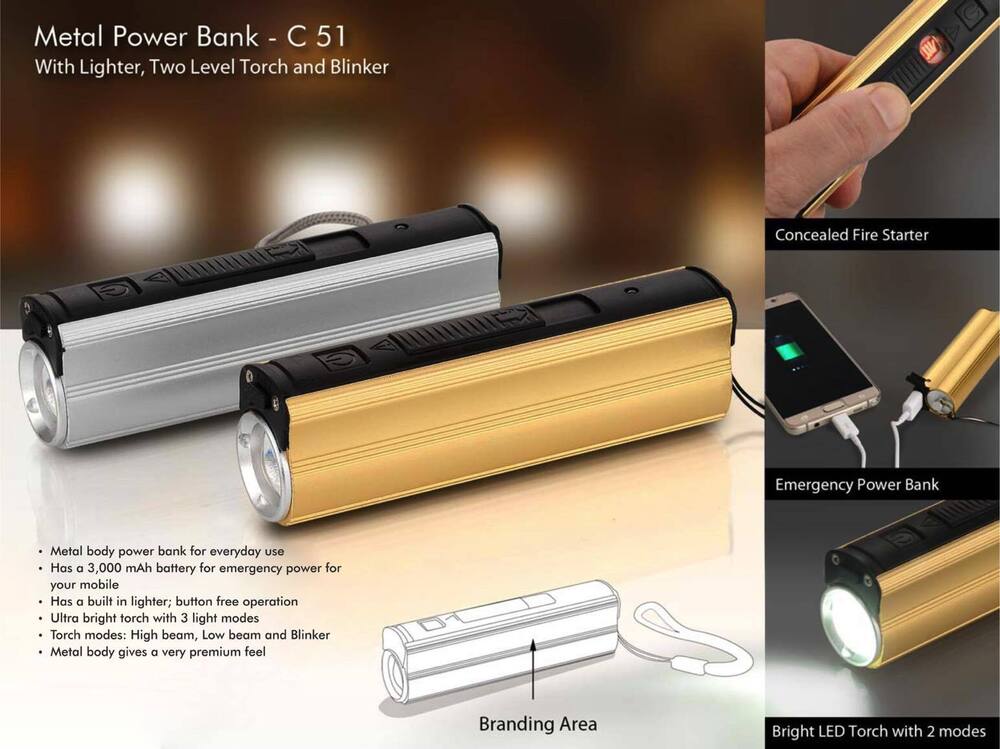 Metal Power bank with Lighter