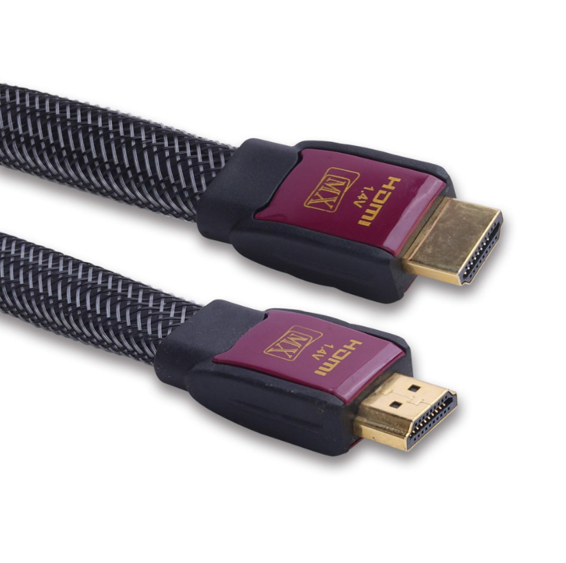 Mx Hdmi Male To Hdmi Male Cord    1.4 Version  Flat Cable    5 Meters - Color: Black