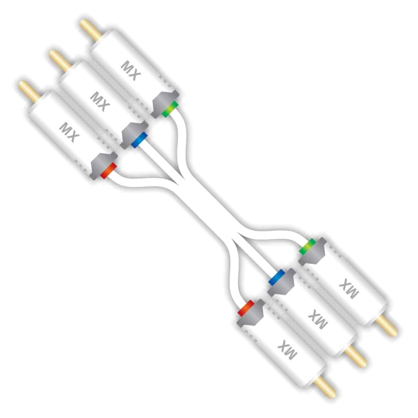 Mx 3 Rca Male To 3 Rca Male Cord   2 Mtr. ( Rgb Component Cable ) - Color: White