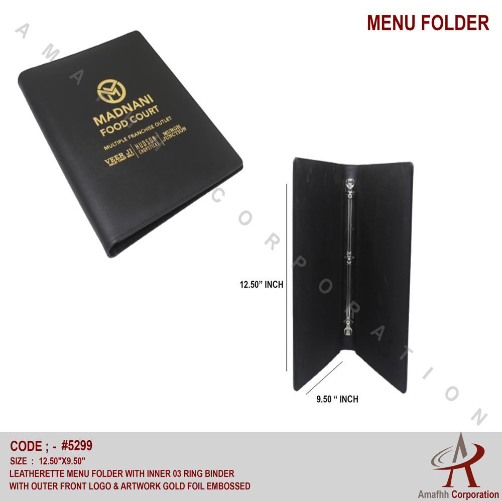 Leatherette Menu Folder - Color: Brown