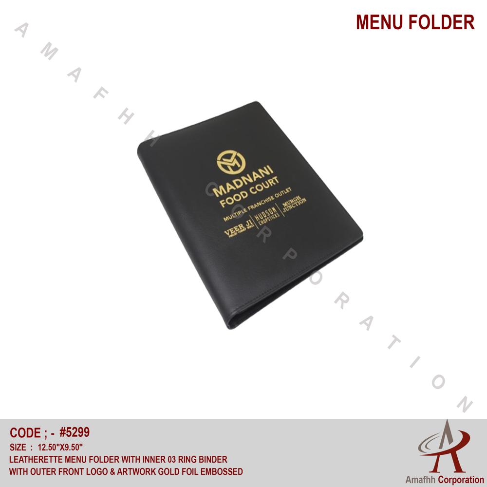 Leatherette Menu Folder - Color: Brown