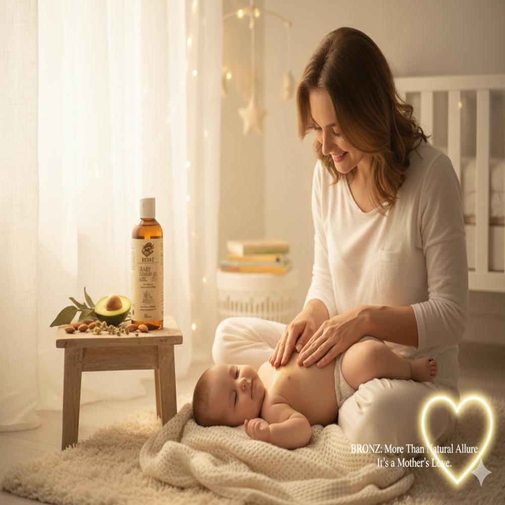 BRONZ Baby Massage Oil Enrich With Almon Jojoba AndAvacado Oil For Babys Relax Nourishing 100ml