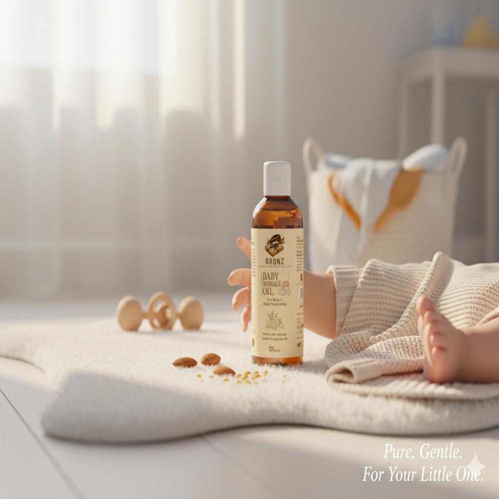 BRONZ Baby Massage Oil Enrich With Almon Jojoba AndAvacado Oil For Babys Relax Nourishing 100ml