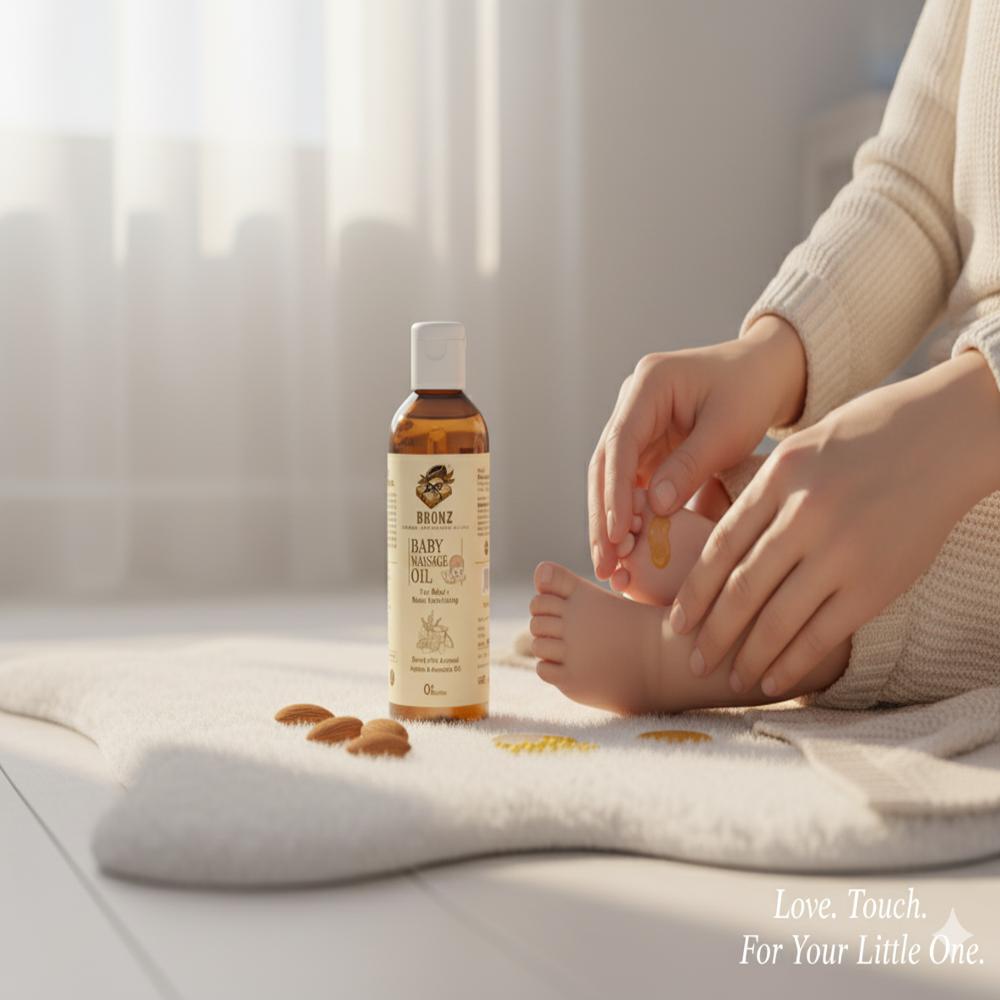 BRONZ Baby Massage Oil Enrich With Almon Jojoba AndAvacado Oil For Babys Relax Nourishing 100ml
