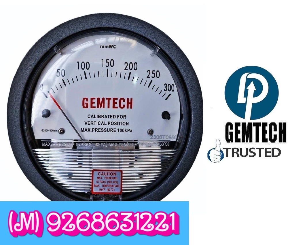 GEMTECH - DIFFERENTIAL PRESSURE GAUGE Nr. Industrial Model Township Manesar