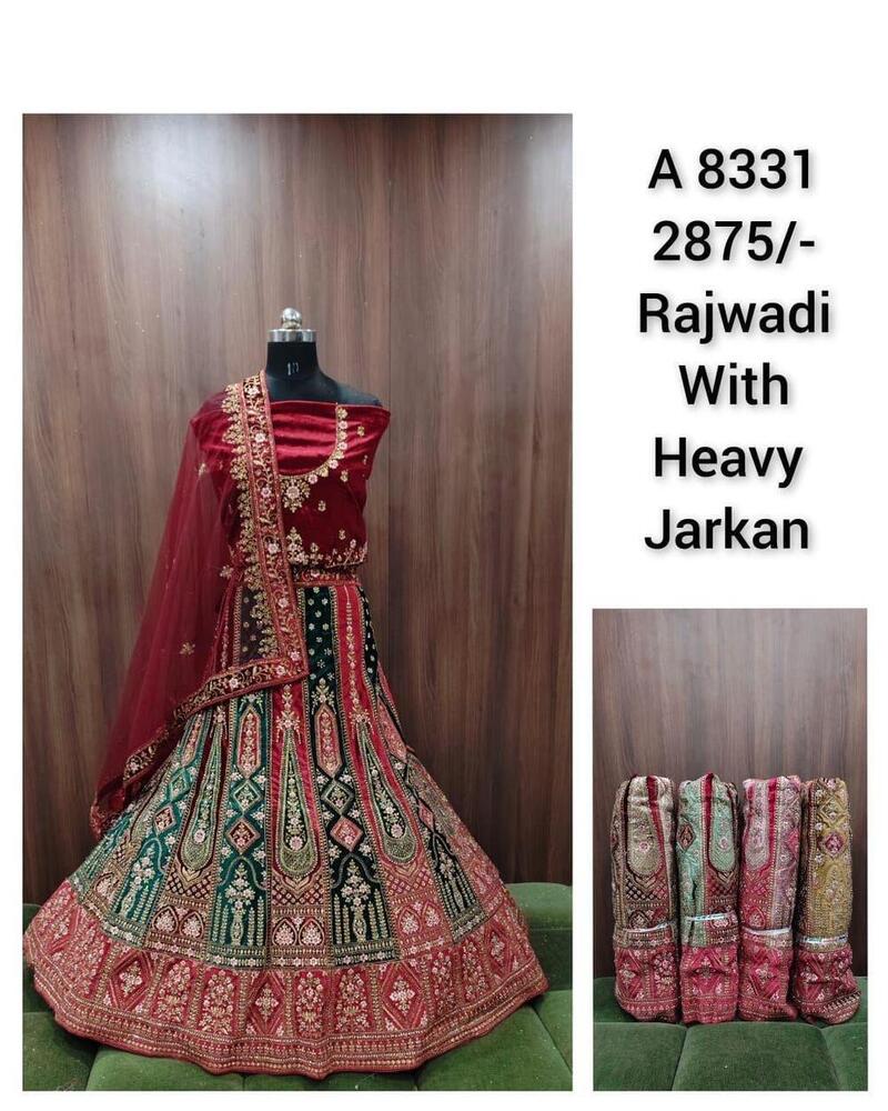 Bridal Velvet Lehenga Choli With Rajwadi With Heavy Jarkan