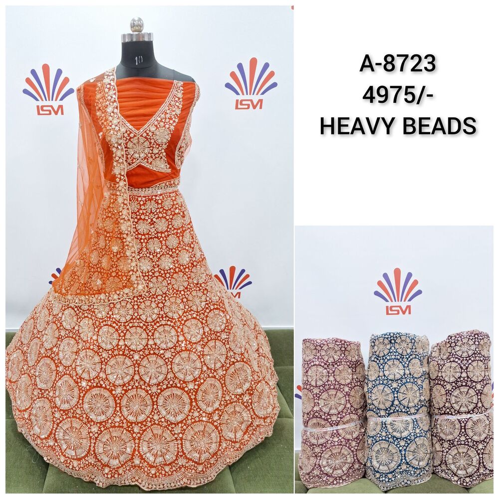 Ladies Bridal Lehenga Choli With Heavy Beads - Color: Different Available