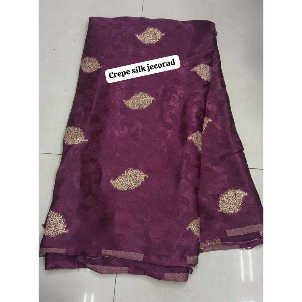 Premium Craftsmanship With Our Viscose Crepe Jecord Fabric Featuring Rich Self-Jecord Embroidery