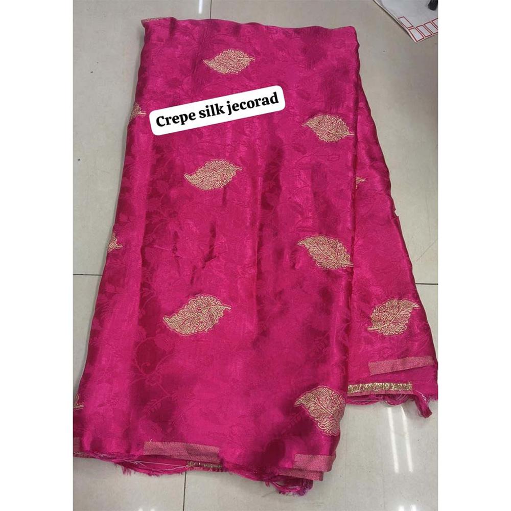 Premium Craftsmanship With Our Viscose Crepe Jecord Fabric Featuring Rich Self-Jecord Embroidery