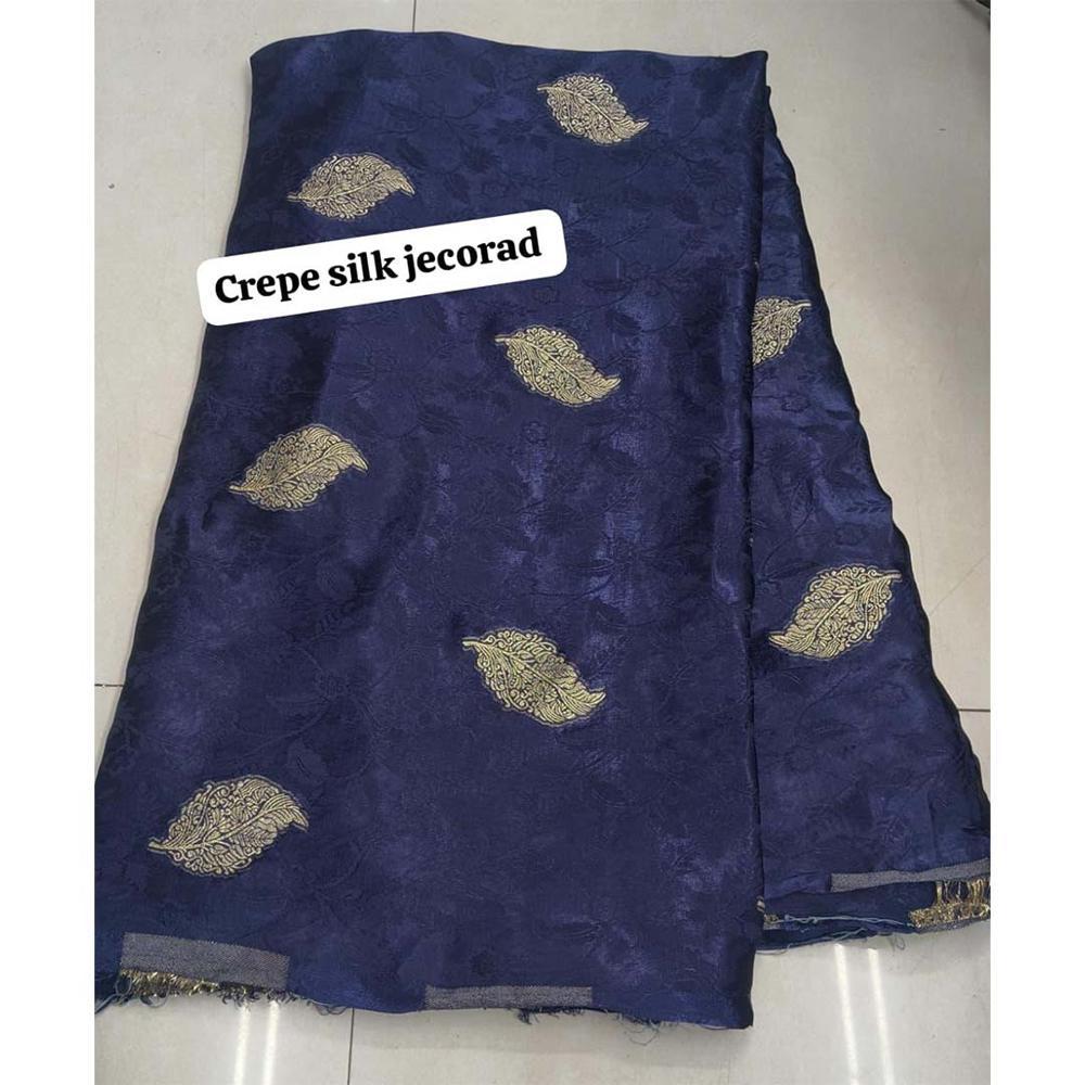 Premium Craftsmanship With Our Viscose Crepe Jecord Fabric Featuring Rich Self-Jecord Embroidery