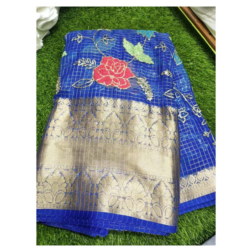 Embroidery Multi Sequence Work Organza Fabric for Lehenga
