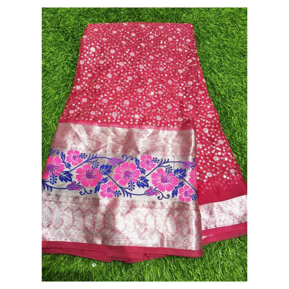 Embroidery Multi Sequence Work Organza Fabric for Lehenga