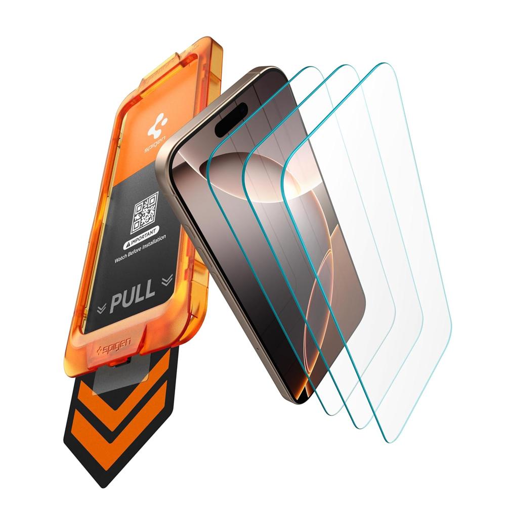 Spigen Tempered Glass For Iphone 16/15 [3 Pack] - Color: Transparent