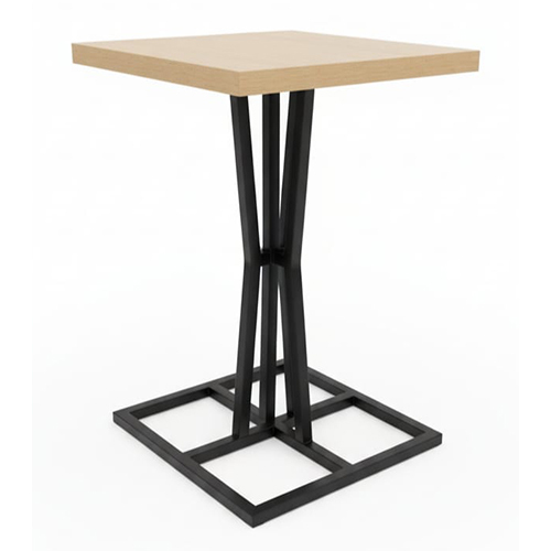 Steel Table Base With Wooden Seat - Finish: Powder Coated / Matte / Glossy